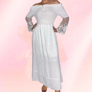 Off the Shoulder boho white maxi dress
